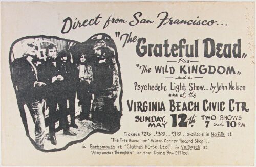 1968 Grateful Dead Virginia Beach Civic Center Poster Extra Fine 65