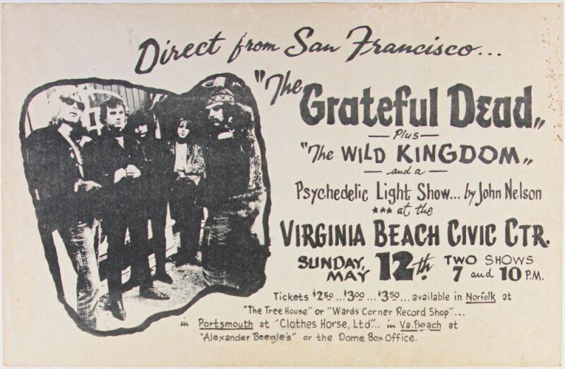 1968 Grateful Dead Virginia Beach Civic Center Poster Extra Fine 65