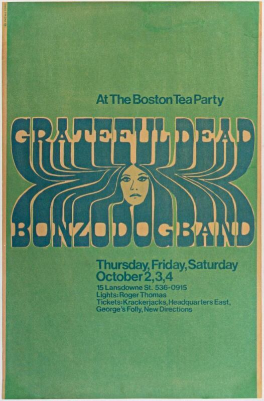 1969 Grateful Dead The Bonzo Dog Band The Boston Tea Party Poster Near Mint 81 Restored