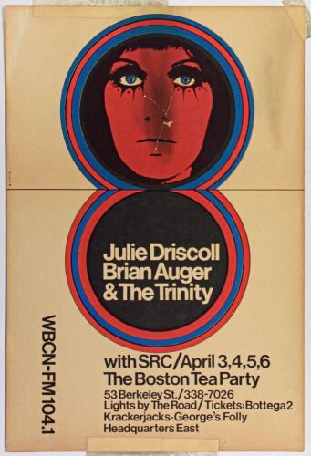 1969 Julie Driscoll Brian Auger & The Trinity The Boston Tea Party Poster Fine 59