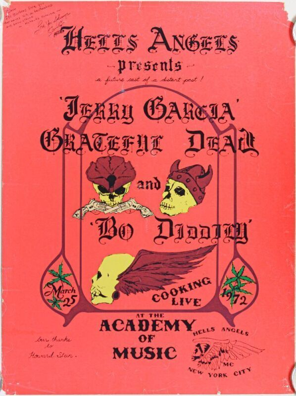 1972 AOR-4.222 Grateful Dead Hells Angels Academy of Music New York City Poster Extra Fine 63