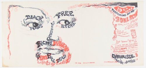 1968 AOR-2.180 Grateful Dead Richie Havens Free Store Benefit Carousel Ballroom Poster Extra Fine 67 Restored