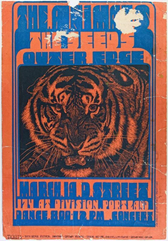 1970 The Animals The Seeds D Street Portland Poster Fine 55