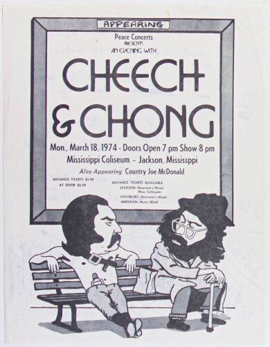 1974 Cheech and Chong Jackson Coliseum Flyer Excellent 79