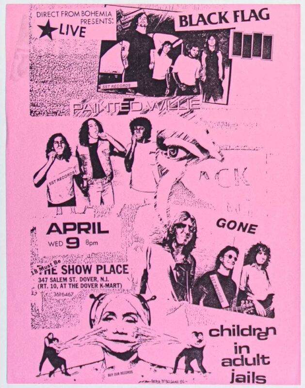 1986 Black Flag The Showplace Dover NJ Flyer Excellent 79