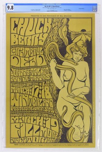1967 BG-55 Grateful Dead Chuck Berry Fillmore Auditorium & Winterland Signed Wilson Poster CGC 9.8