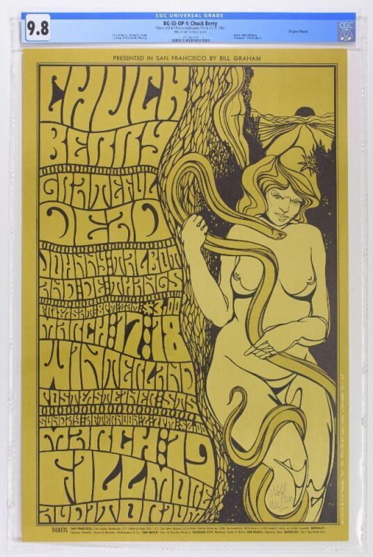 1967 BG-55 Grateful Dead Chuck Berry Fillmore Auditorium & Winterland Signed Wilson Poster CGC 9.8