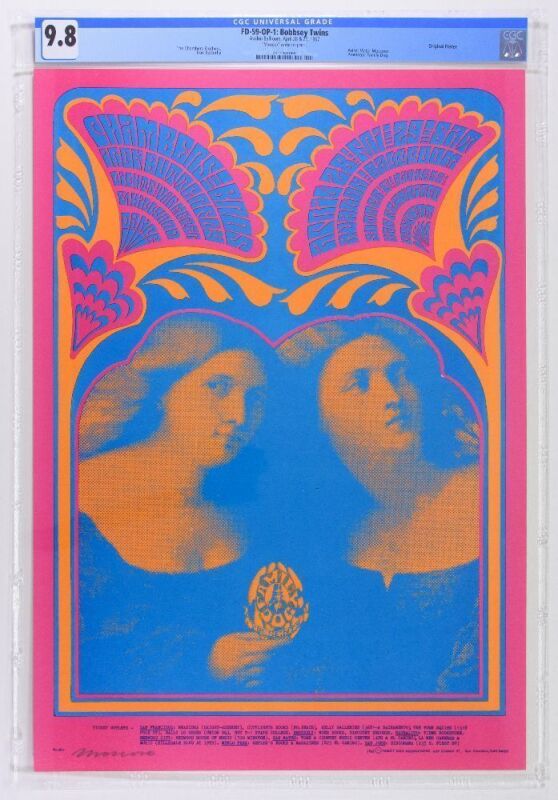 1967 FD-59 Iron Butterfly Chambers Brothers Avalon Ballroom Signed Moscoso Poster CGC 9.8