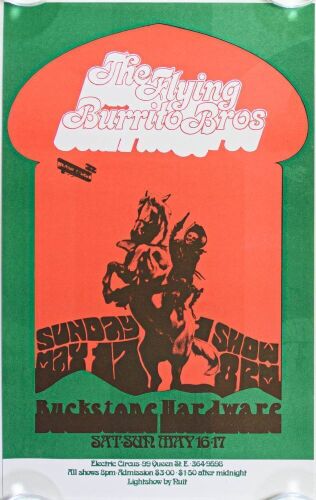 1970 Flying Burrito Brothers Electric Circus Toronto Poster Mint 91
