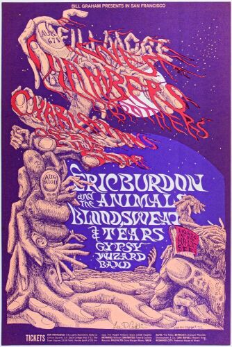 1968 BG-132 Chambers Brothers The Charlatans Fillmore West Signed Conklin Poster Near Mint 89