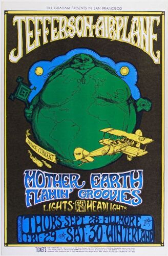 1967 BG-85 Jefferson Airplane Winterland & Fillmore Auditorium Poster Near Mint 83