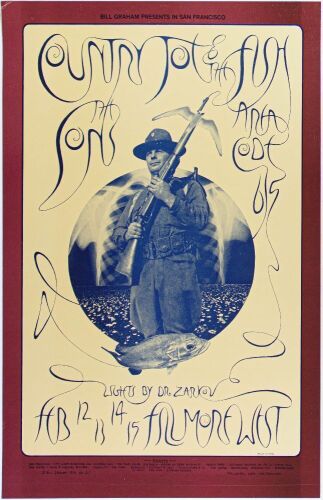 1970 BG-217 Country Joe and the Fish Fillmore West Poster Near Mint 81