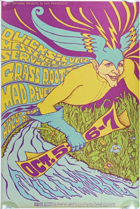 1967 BG-87 Quicksilver Messenger Service Fillmore Auditorium Poster Excellent 75