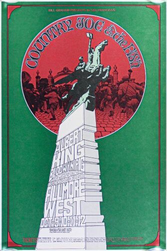 1969 BG-195 Country Joe & The Fish Fillmore West Poster Mint 91