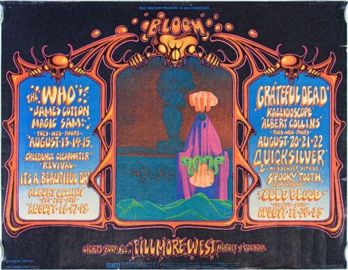 1968 BG-133 The Who Grateful Dead Creedence Clearwater Revival Fillmore West Poster Fine 59