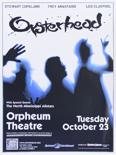 2001 Oysterhead The North Mississippi All Stars Orpheum Theatre Poster Near Mint 87
