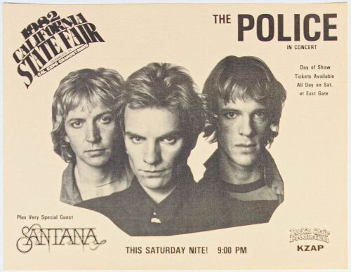 1982 The Police Santana Cal Expo Grandstands Sacramento Flyer Mint 91