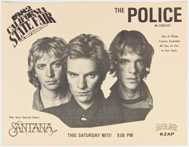 1982 The Police Santana Cal Expo Grandstands Sacramento Flyer Mint 91