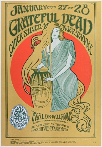 1967 FD-45 Grateful Dead Quicksilver Messenger Service Avalon Ballroom RP2 Poster Near Mint 89