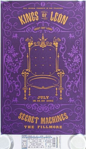 2005 NF-700 Todd Slater Kings of Leon The Fillmore Poster & Ticket Mint 91