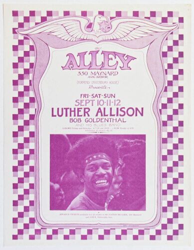 1976 Gary Grimshaw Luther Allison The Alley Ann Arbor Handbill Near Mint 87