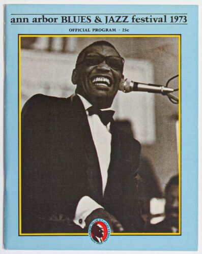 1973 Ray Charles Count Basie Ann Arbor Blues and Jazz Festival Program Near Mint 83