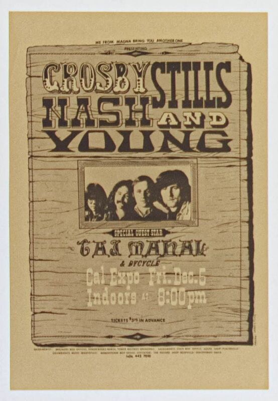1970 Crosby Stills Nash & Young Cal Expo Handbill Mint 90