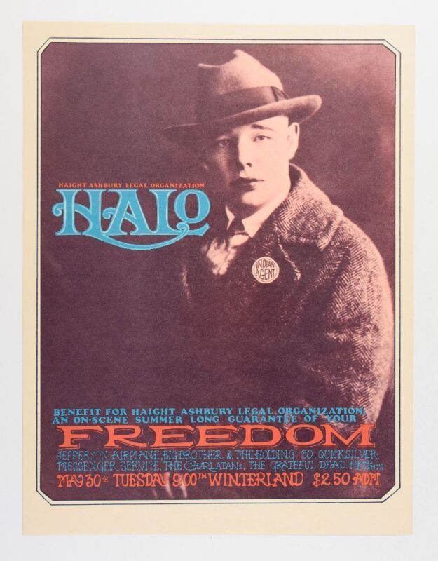 1966 AOR-2.206 Grateful Dead HALO Benefit Winterland Poster Mint 93