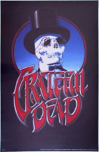 1990 Grateful Dead Skull & Top Hat Merch Poster Excellent 73