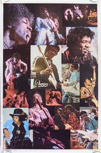 1976 Jimi Hendrix Collage Dargis Associates Headshop Poster Extra Fine 67