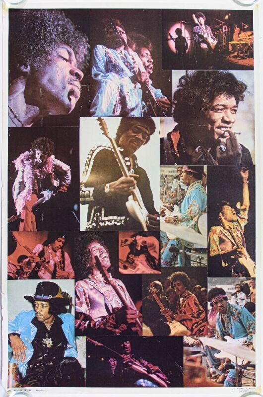 1976 Jimi Hendrix Collage Dargis Associates Headshop Poster Extra Fine 67