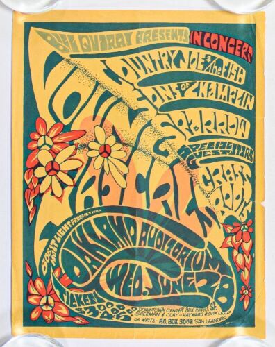 1967 AOR-2.296 Grateful Dead The Young Rascals Oakland Auditorium Handbill Extra Fine 67
