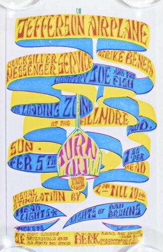 1966 AOR-2.87 Jefferson Airplane Turn On Strike Benefit Fillmore Handbill Near Mint 87