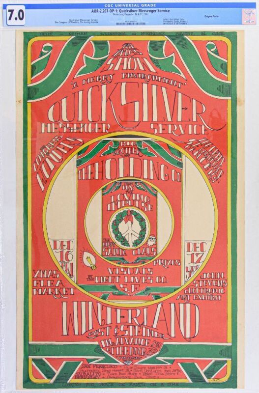 1967 AOR-2.207 Big Brother and the Holding Company Janis Joplin Quicksilver Winterland Variant Poster CGC 7.0