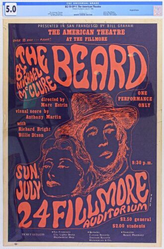 1966 BG-19 Michael McClure The Beard Fillmore Auditorium Poster CGC 5.0
