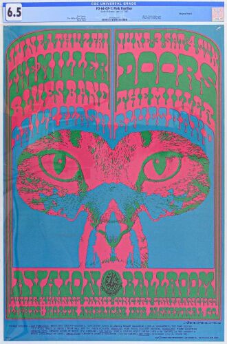 1967 FD-64 The Doors The Miller Blues Band Avalon Ballroom Poster CGC 6.5