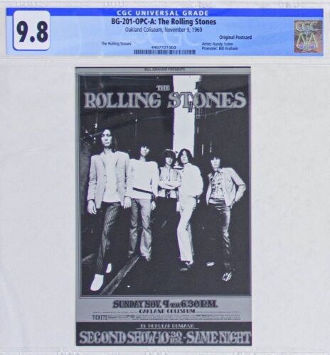 1969 BG-201 Rolling Stones Oakland Coliseum Postcard CGC 9.8