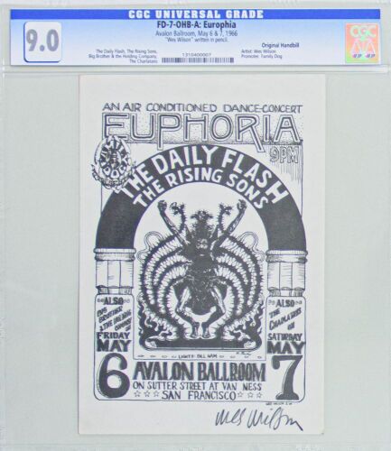 1966 FD-7 Big Brother Daily Flash Euphoria Avalon Ballroom Signed Wilson Handbill CGC 9.0