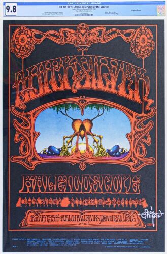 1968 FD-101 Quicksilver Messenger Service Avalon Ballroom Signed Griffin Poster CGC 9.8