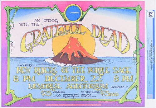 1970 AOR-4.101 Grateful Dead NRPS Sacramento Memorial Auditorium Signed Roger Shepherd Poster CGC 8.0