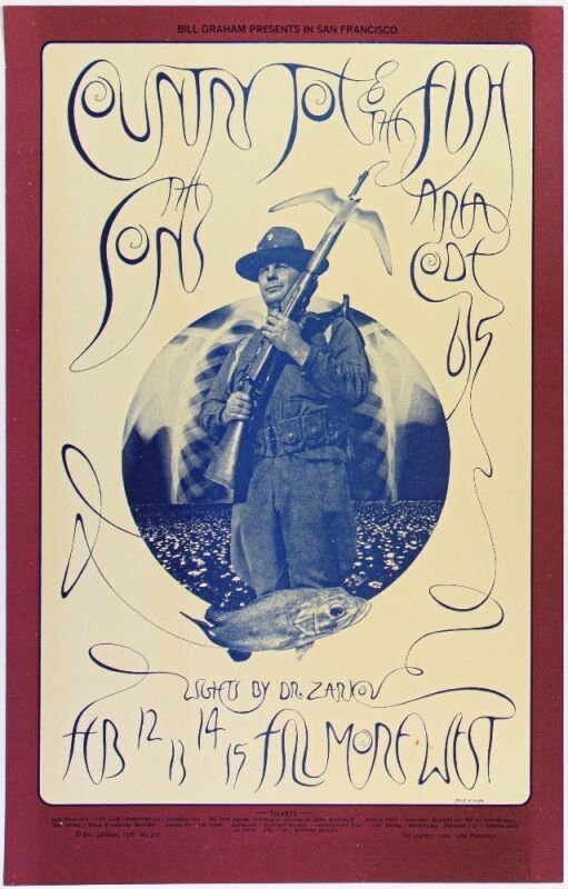 1970 BG-217 Country Joe and the Fish Fillmore West Poster Excellent 79