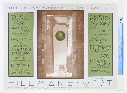 1970 BG-246 Led Zeppelin The Byrds Van Morrison Fillmore West Signed Singer Poster CGC 8.5
