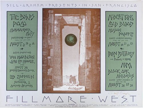 1970 BG-246 Led Zeppelin The Byrds Van Morrison Fillmore West Signed Singer Poster Near Mint 83