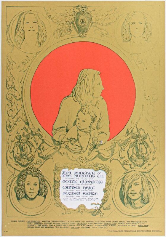 1967 FD-72 Big Brother Janis Joplin Avalon Ballroom RP2 Poster Near Mint 85