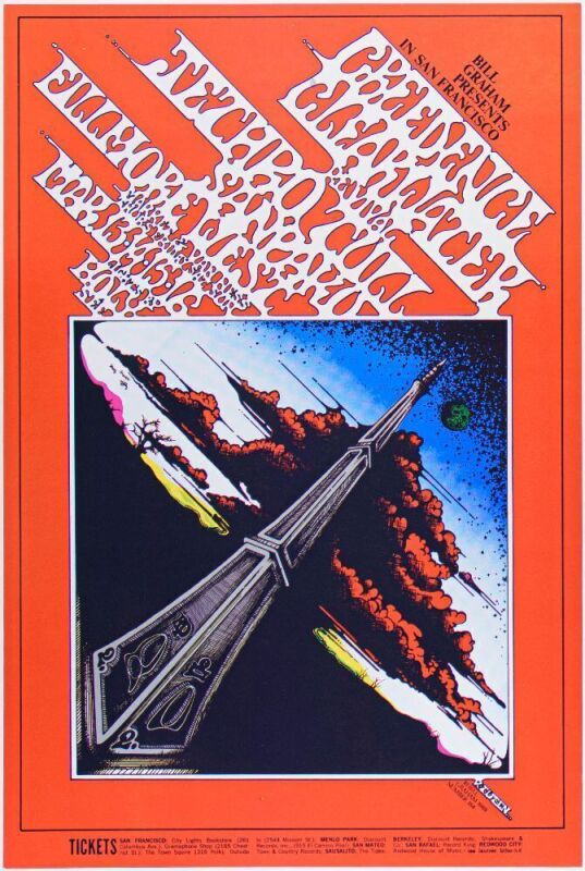1969 BG-164 Creedence Clearwater Revival Jethro Tull Fillmore Poster Near Mint 87