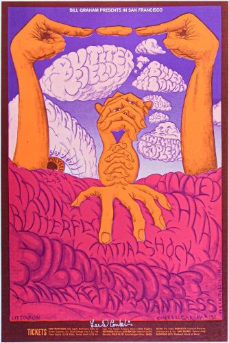 1968 BG-131 Butterfield Blues Band Santana Fillmore West Signed Conklin Poster Mint 90
