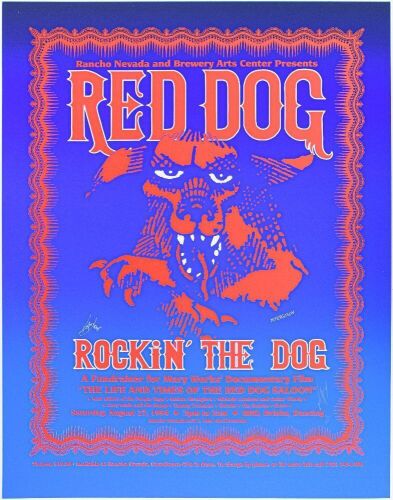 1994 New Riders of the Purple Sage Red Dog Rockin' the Dog Fundraiser Brewery Arts Center Carson City LE Signed Kelley Poster Near Mint 89