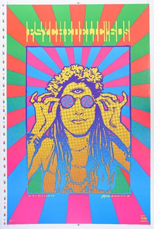 1993 Psychedelic 60s Printers Proof Signed Moscoso Poster Mint 93