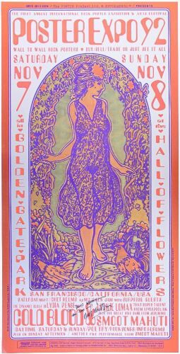 1992 Wes Wilson First Annual Rock Poster Exhibition Golden Gate Park Signed Wilson Poster Near Mint 85