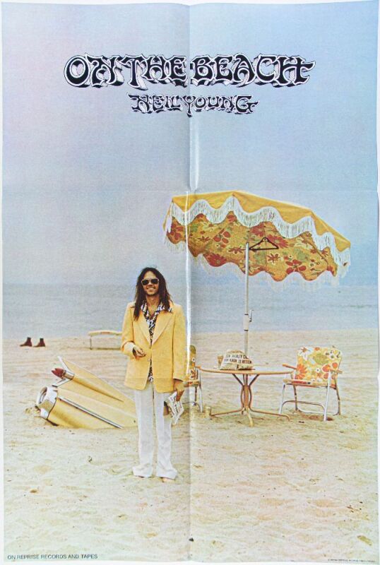 1974 Neil Young On The Beach Warner Brothers Reprise Promotional Poster Near Mint 89